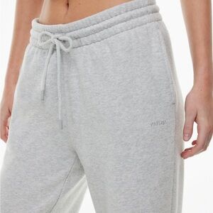 Aritzia Gray Chrome Cozy Fleece Boyfriend Basic Wide Sweatpant